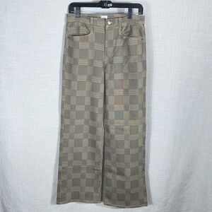 Anthropologie EDWIN Marli High-Rise slate wide leg houndstooth jeans sz 26 NWT